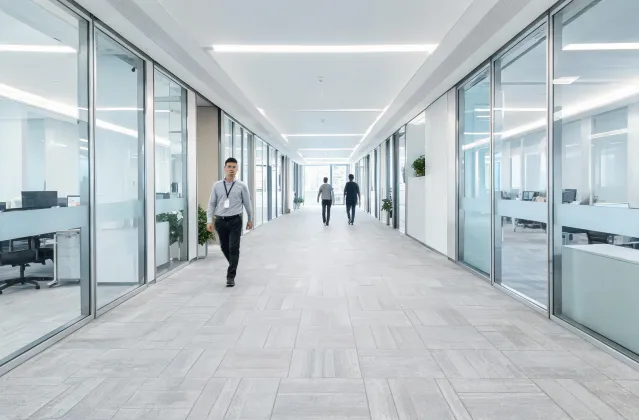 Commercial corridor with Karndean LVT under heavy foot traffic