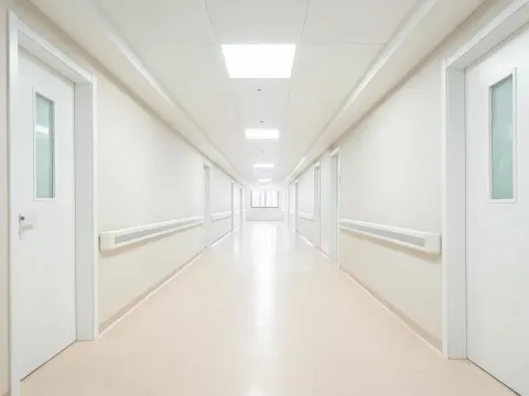 Healthcare corridor luxury vinyl flooring